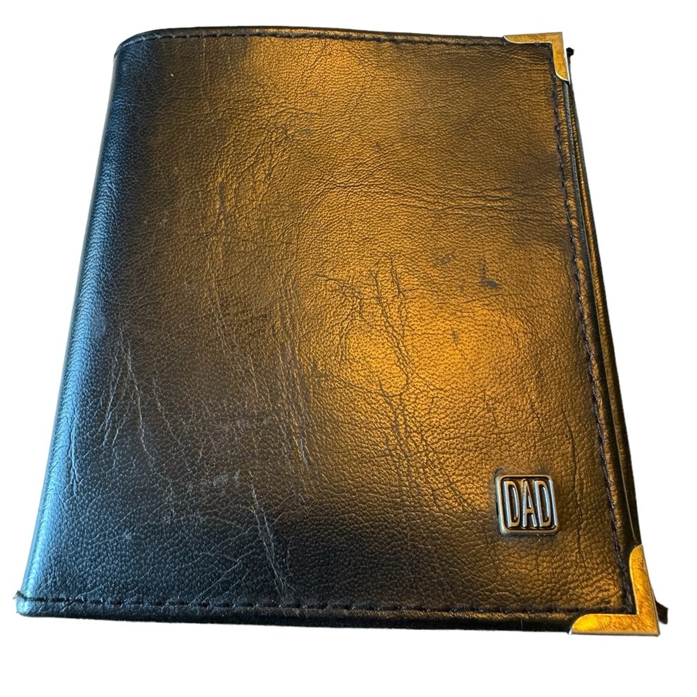 Vintage Black Faux Leather Vinyl DAD Men’s Bifold Wallet